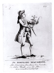 The Simple Macaroni, pub. av N. Darly, 13 juli 1772 (gravyr) (bw-foto) av English School