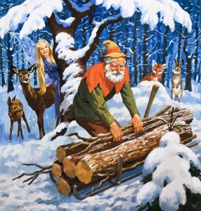 The Snow Fairy, illustration från "Once Upon a Time" (gouache på papper) av English School