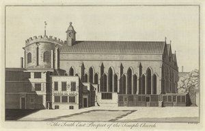 The South East Prospect of the Temple Church, London av English School