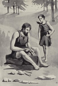 The Spear Maker (litho) av English School