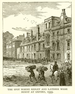 Platsen där Ridley och Latimer brändes i Oxford, 1555