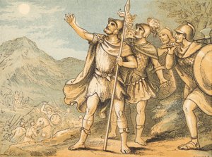 Solen och månen står stilla (färgad gravyr) av English School