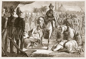 The Surrender of Moolraj, illustration från Cassells Illustrated History of England av English School
