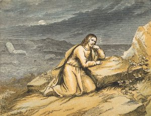 Frestelsen (färgad gravyr) av English School