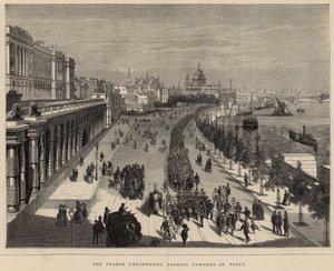 Themsen Embankment, med utsikt mot St Pauls av English School