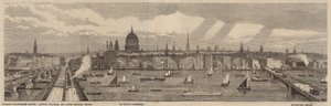 Themsen Embankment på norra sidan av Themsen från Palace of Westminster till Blackfriars Bridge av English School