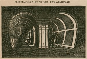 Themsen Tunnel: perspektivvy av de två bågarna av English School