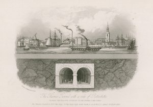 Themsen-tunneln med utsikt över Rotherhithe av English School