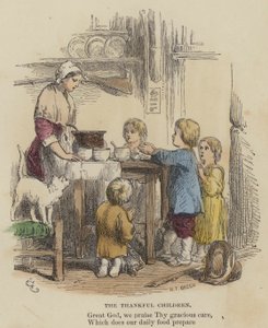 De tacksamma barnen (färgad gravyr) av English School