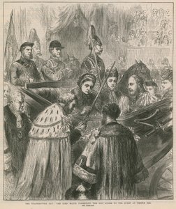 Thanksgiving Day: Lord Mayor presenterar stadssvärdet till drottningen på Temple Bar av English School