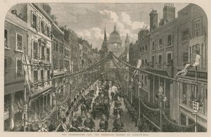 Thanksgiving Day: processionen som passerar uppför Ludgate Hill