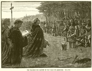 Tacksägelsegudstjänsten på fältet Agincourt av English School
