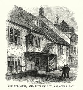 The Tolhouse, och ingången till Yarmouth Gaol (gravyr) av English School