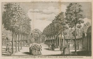 Triumfbågen, Mr Handels Statue, i South Walk of Vauxhall Gardens, London av English School