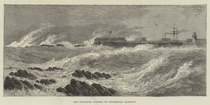 Peterhead Harbors oroliga vatten (gravyr) av English School