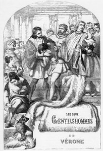 The Two Gentlemen of Verona - Illustration i "" verk komplett av William Shakespeare"" 1866 - Illustrationerna och den allmänna formen för denna utgåva är lånade från Cassells illustrerade Shakespeare, publicerad i London av English School