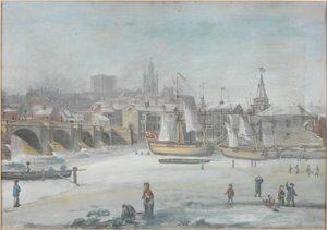 The Tyne Bridge - The Great Frost, 1784 av English School