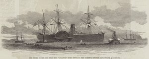 United States Mail Steam-Ship "Atlantic" bogseras till sina förtöjningsplatser mitt emot Haulbowline, Queenstown (gravyr) av English School