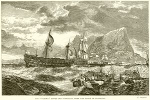 Segern bogserades in i Gibraltar efter slaget vid Trafalgar