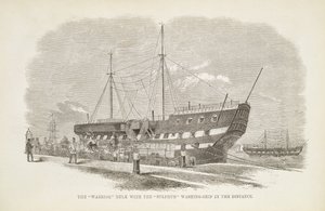 The Warrior Hulk with the Sulphur Washing-Ship in the Distance, från The Criminal Prisons of London and Scenes of Prison Life av Henry Mayhew (1812-87) och John Binny, 1862 av English School