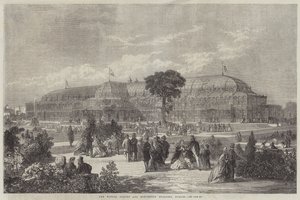 Vinterträdgården och utställningsbyggnaden, Dublin (gravyr) av English School