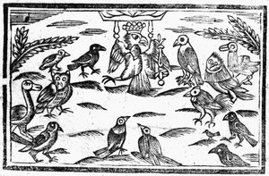 The Woody Choristers eller The Birds Harmony, en illustration från "A Book of Roxburghe Ballads" av English School