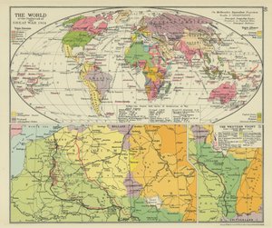 Världen vid utbrottet av första världskriget 1914 (färglitografi) av English School