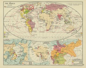 Världen år 1830 (färglitografi) av English School