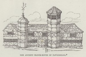 Fawkeshalls gamla herrgård (gravyr) av English School