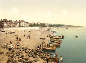 The beach, Exmouth (handfärgat foto) av English School