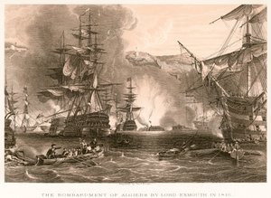 Lord Exmouths bombardement av Alger 1816 av English School