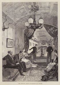 Bowlinghallen i Sandringham House, Norfolk (litho) av English School