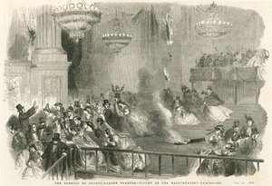Brännandet av Covent Garden Theatre, London - Masqueraders flygning av English School