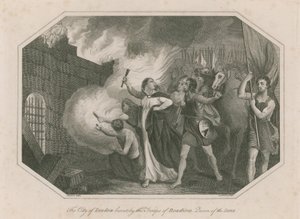 Staden London brändes av trupperna från Boadicea, drottningen av Icena av English School
