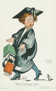 The college girl (färglitografi) av English School