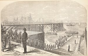 De dömda som återvänder till hulken från sitt arbete i Arsenalen, illustration från The Criminal Prisons of London och Scenes from Prison Life av Henry Mayhew och John Binny, pub. 1862 av English School