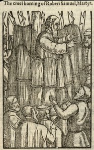 Den grymma bränningen av Robert Samuel, martyr (gravyr) av English School