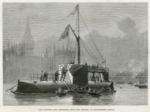 Cylinderskeppet Cleopatra, med obelisken, vid Westminster Bridge av English School