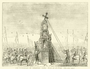 Rivningen av Cheapside Cross, från ett gammalt tryck av English School