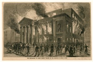 Förstörelsen av Covent Garden Theatre, London, på morgonen den 5 mars 1856 av English School