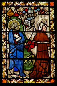Östra fönstret föreställande St Peter och Simon Magus av English School