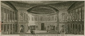 Ingången till Pantheon, Oxford Street, London, tagen från musikgalleriet av English School