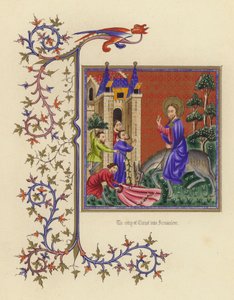 Kristi inträde i Jerusalem (färg litho) av English School