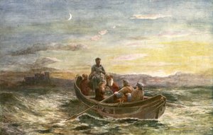 Mary Queen of Scots flykt från slottet Loch Leven av English School