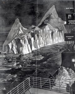 Det berömda isberget sett av J. Scarrott ombord på Titanic, 1912 av English School