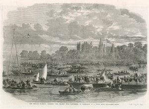 Blondinhonan korsar Themsen från Battersea till Cremorne på ett spänt rep av English School