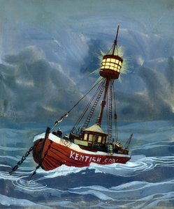 Det första fyrskeppet placerades vid sandbanken Nore 1732. av English School