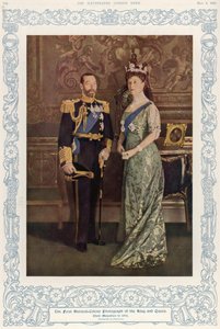 Det första naturliga färgfotografiet av kung George V (1865-1936) och drottning Mary (1867-1953) 1914, återgivet i The Illustrated London News, 4 maj 1935 av English School