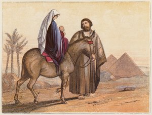 Flykten till Egypten (färglitografi) av English School