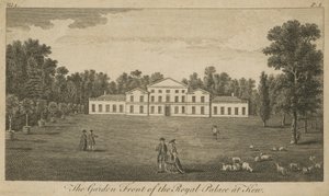 Trädgårdsfronten av det kungliga palatset i Kew, London